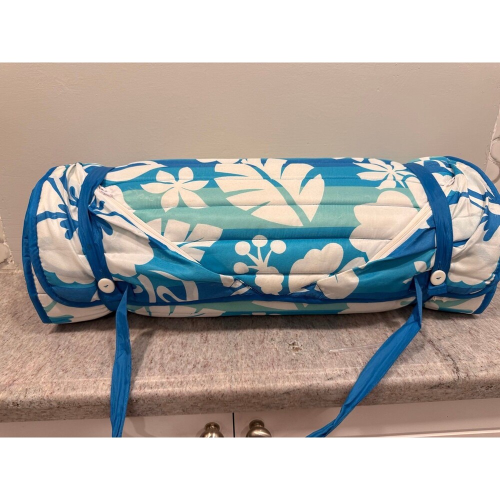 Roll-Up Beach Mat Lounge Pad with Headrest Pillow & Matching Umbrella Set